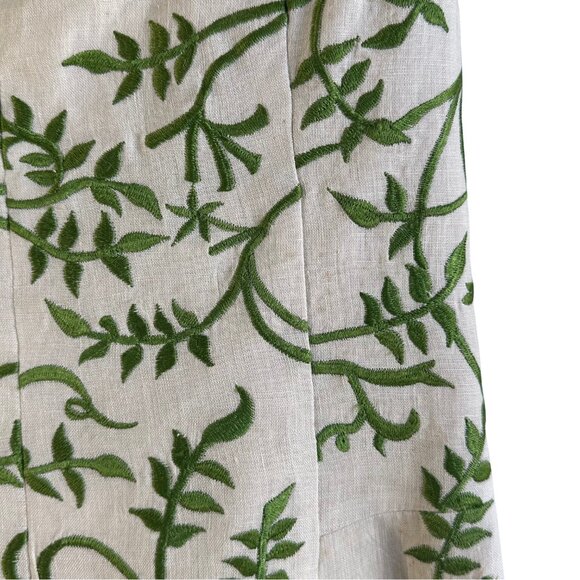 Vintage Tracy Reese Linen Embroidered Garden Dress - Size 8 - Picture 11 of 14